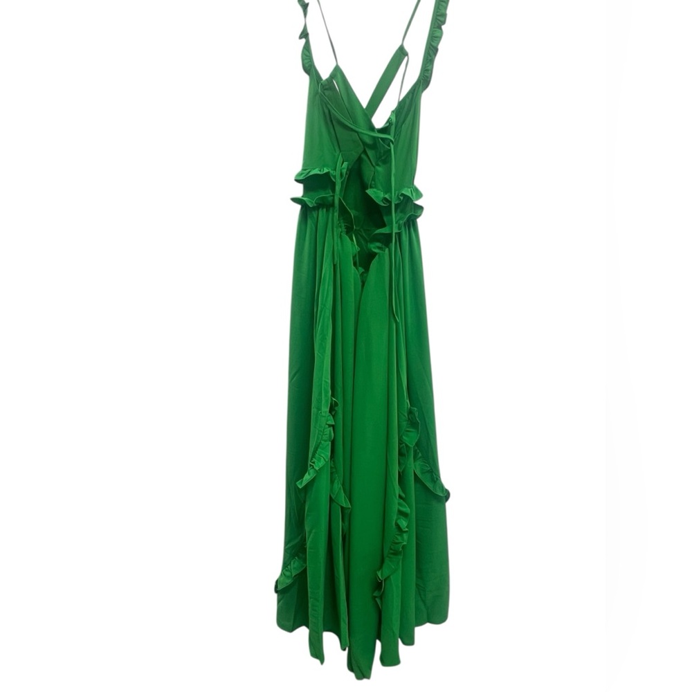 Endless Rose Women's Open Back Ruffle Green Maxi Dress Resortwear Medium New - Picture 3 of 8